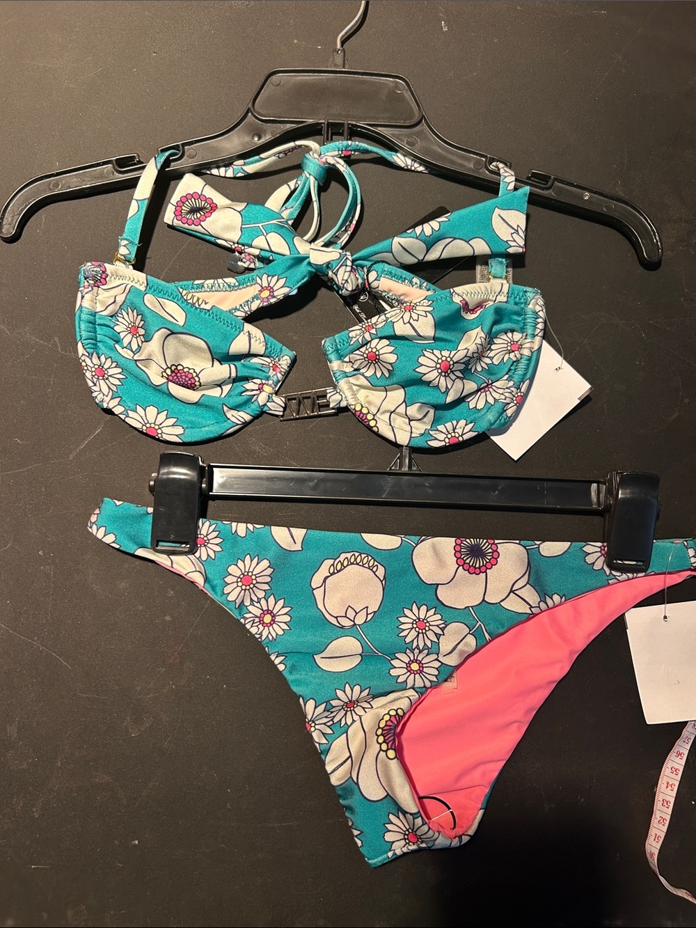 Wildfox Floral Green & Pink Bikini Swimsuit